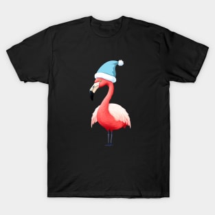 Funny Flamingo Santa Tropical Christmas T-Shirt